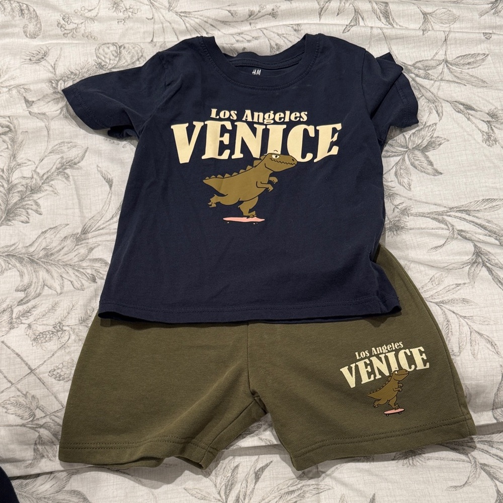 H&M Venice Dinosaur T-Shirt and Shorts Set